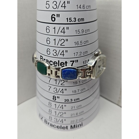 Gem Time Sterling Silver Quartz Gemstone Bracelet Watch Lapis New Battery 925 - Picture 7 of 11